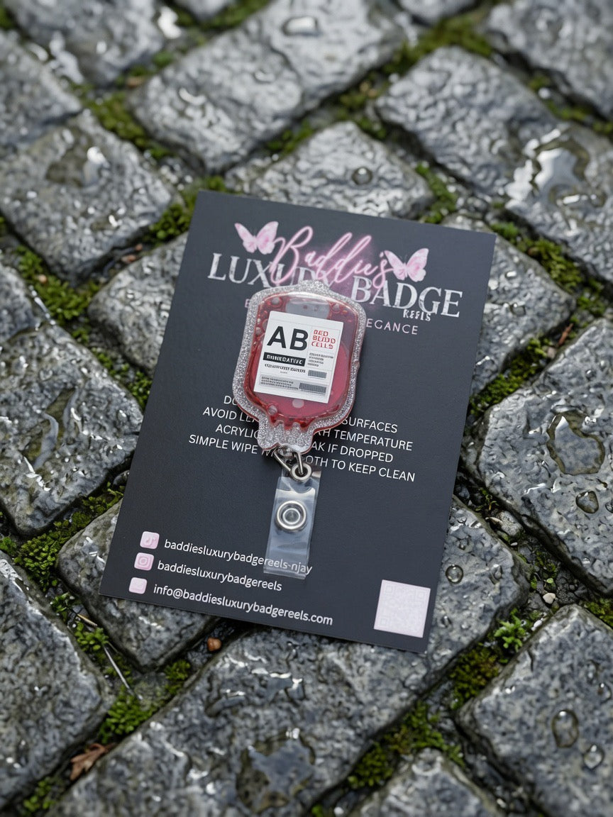 Blood🩸 Type Liquid Shaker Badge Reel