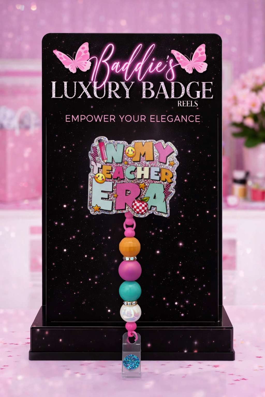 In My Teacher Era Beaded Badge Reel