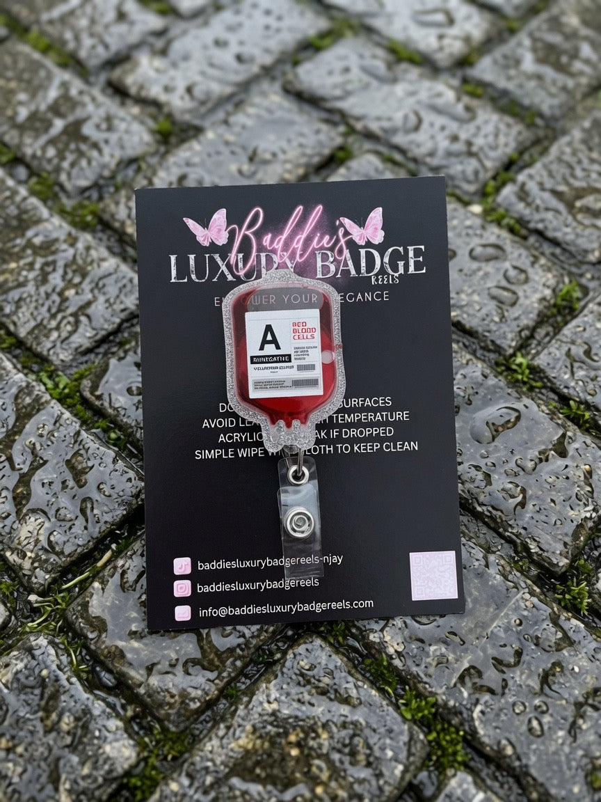 Blood🩸 Type Liquid Shaker Badge Reel