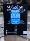 Rx Blue Pill Bottle Badge Reel