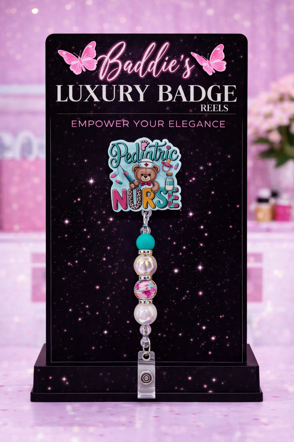 Pediatric Nurse Beaded Badge Reels