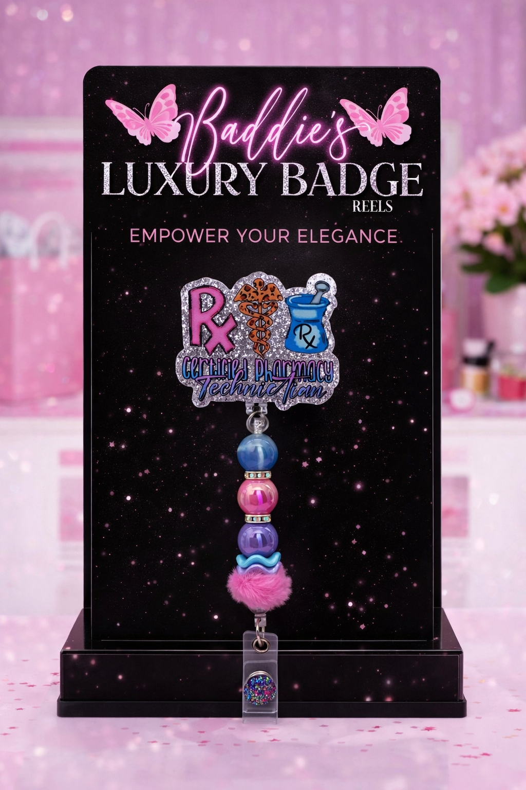 Pharmacy Technican Bead Badge Reel