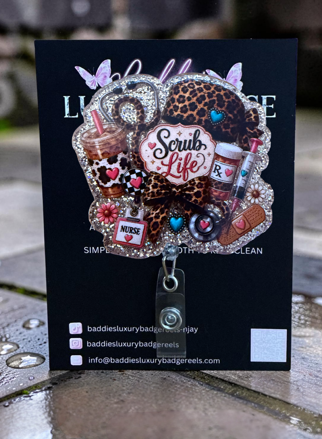 Cheetah Print Nurse Life Badge Reel