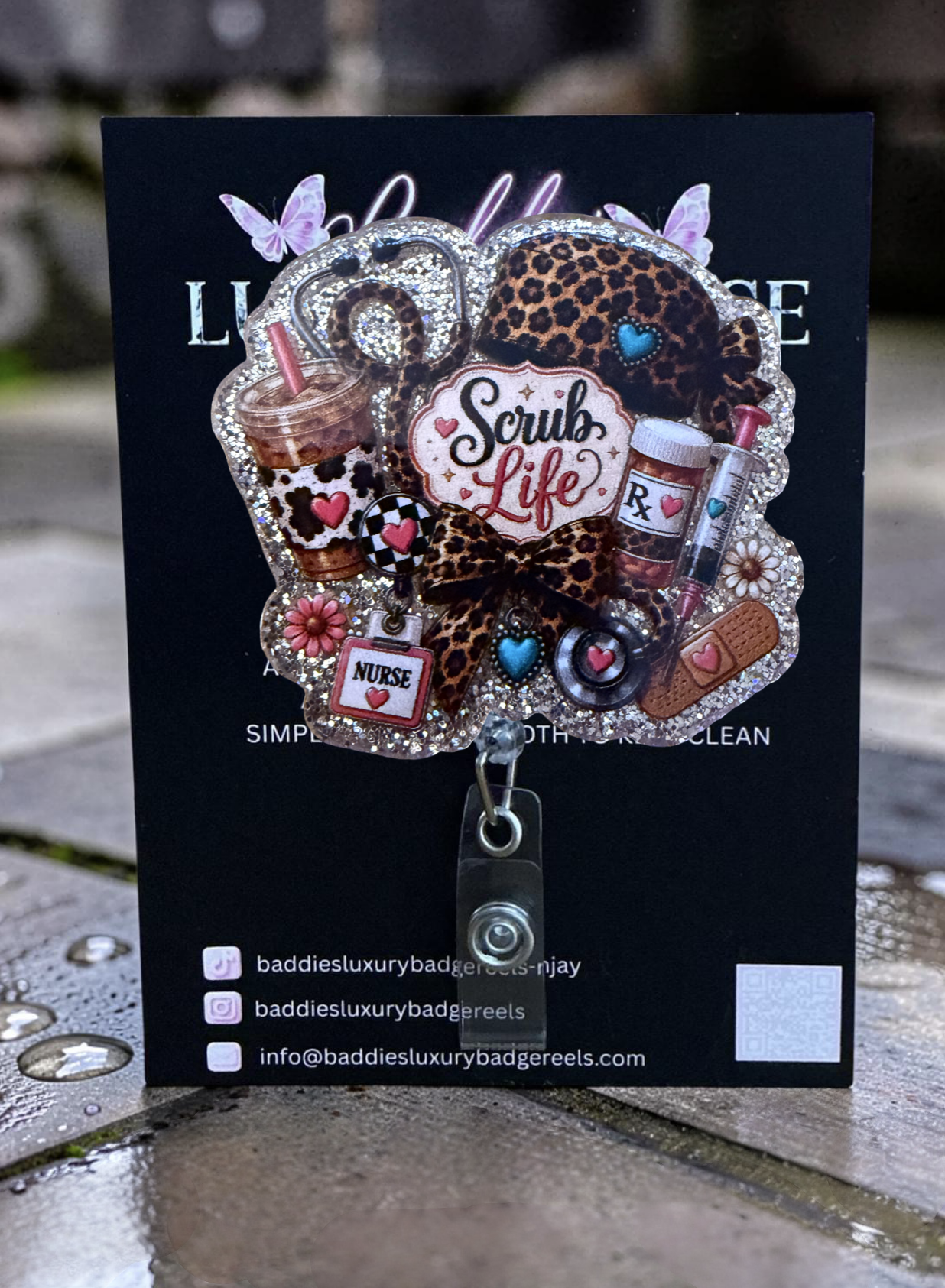 Cheetah Print Nurse Life Badge Reel