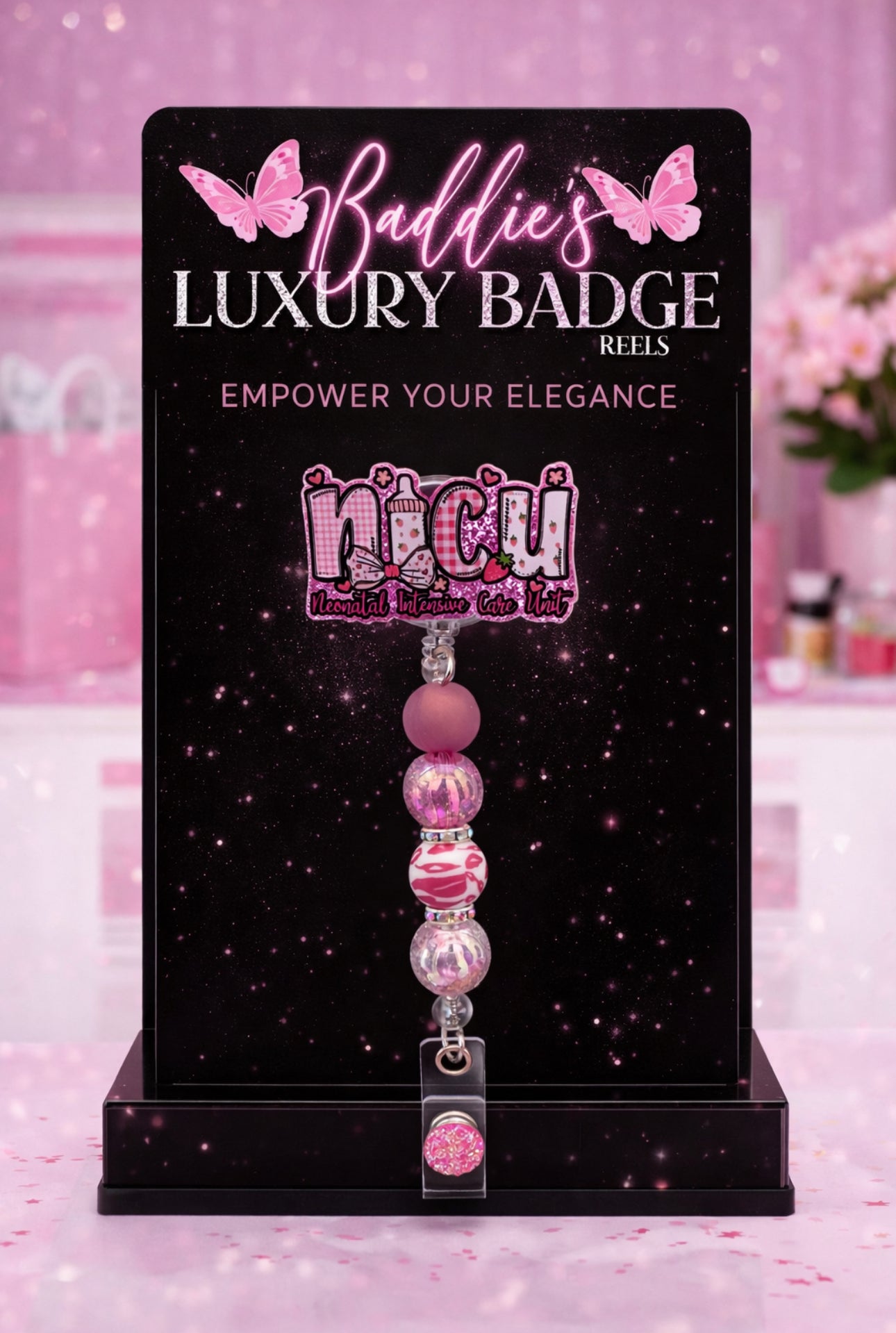 NICU Beaded Badge Reel